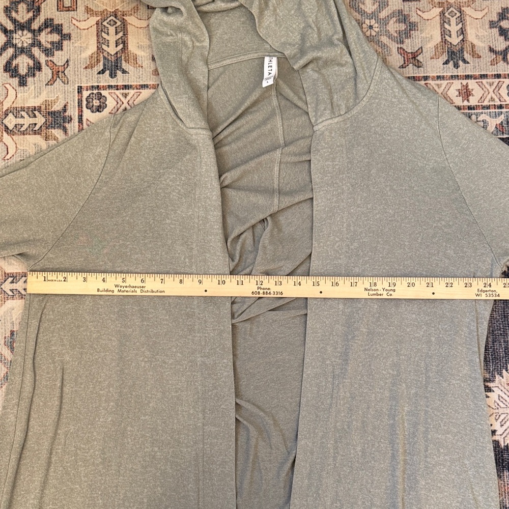 Athleta Light Green Hooded Long Sleeve Midi Cardigan Side Slit Thumb Hole Large - Picture 8 of 11